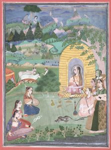 Miniature painting of a yogini in a landscape, Bikaner by Indian School